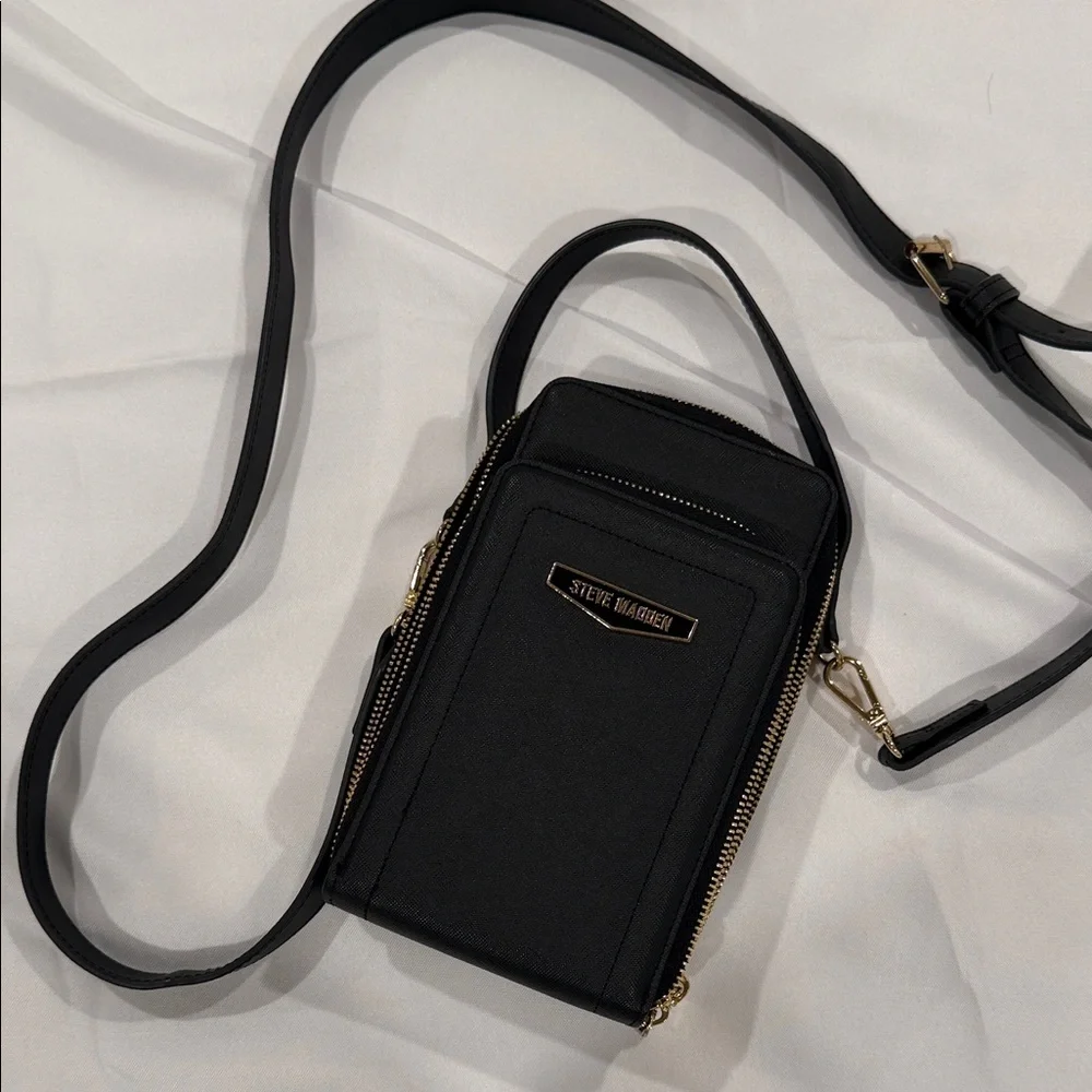 Steve Madden Black Mini Crossbody with Gold Details - Picture 1 of 3